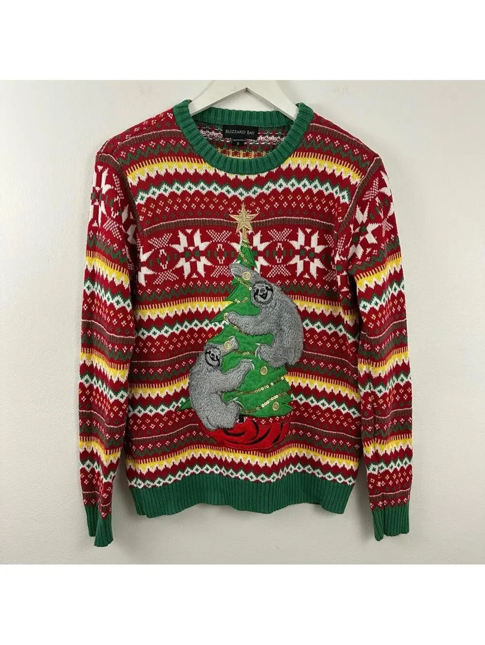 Blizzard Bay Ugly Sloths Christmas Sweater Men's Size S